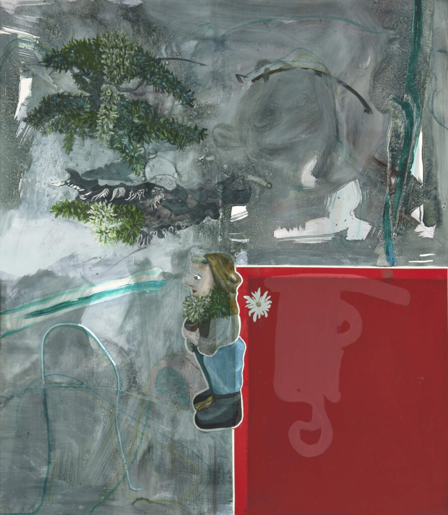 ...come sempre...II, 2023, 155x135cm, Öl, Kreide auf Leinwand