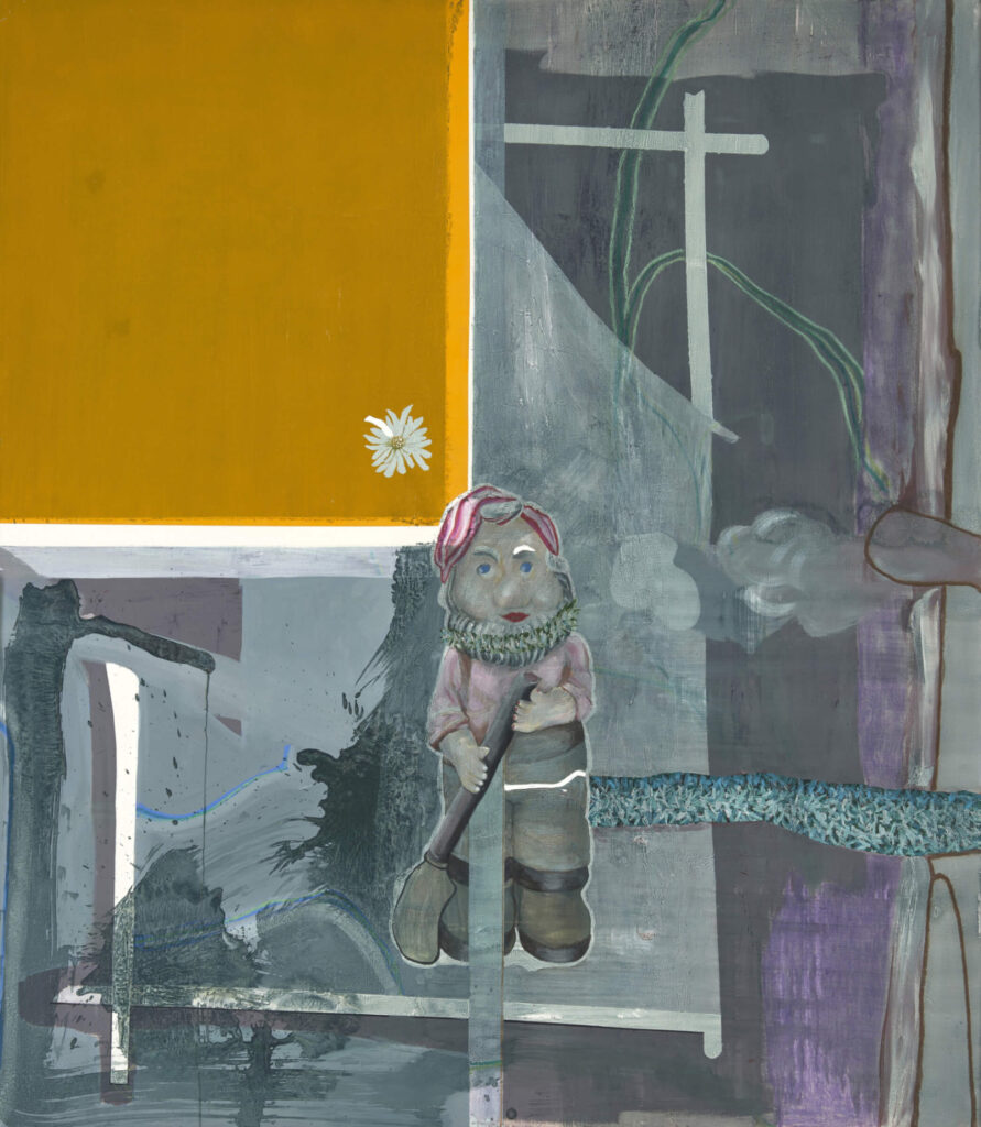 ...come sempre...III, 2023, 155x135cm, Öl, Kreide auf Leinwand